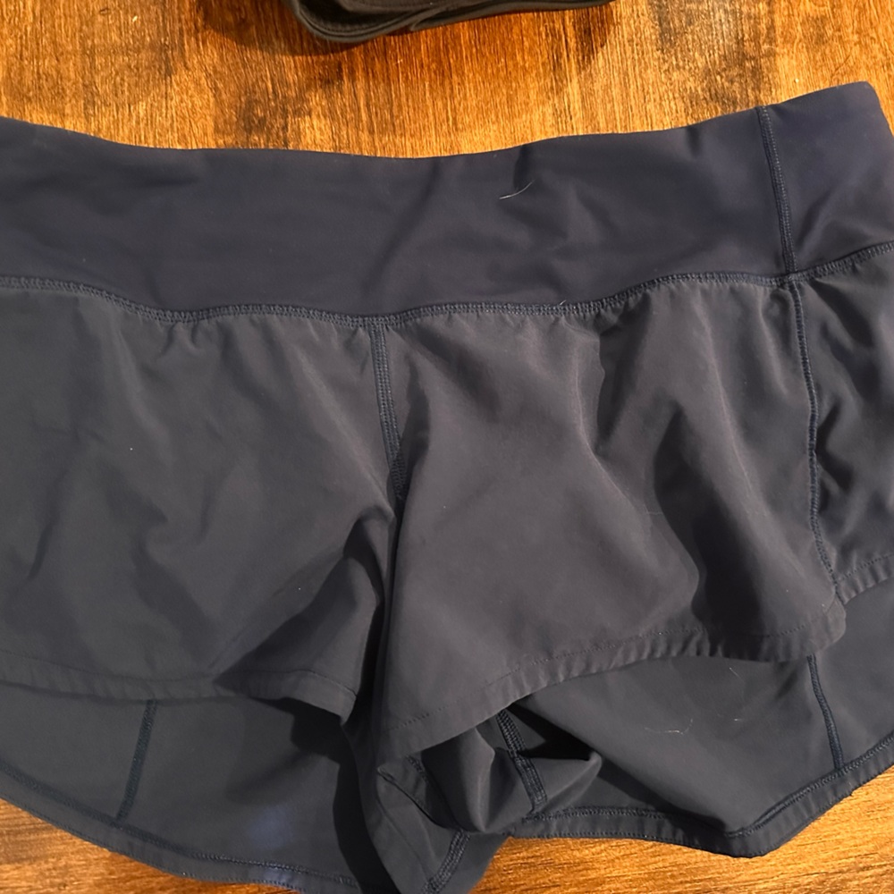 Lululemon Speed up low rise short, size 10 navy.